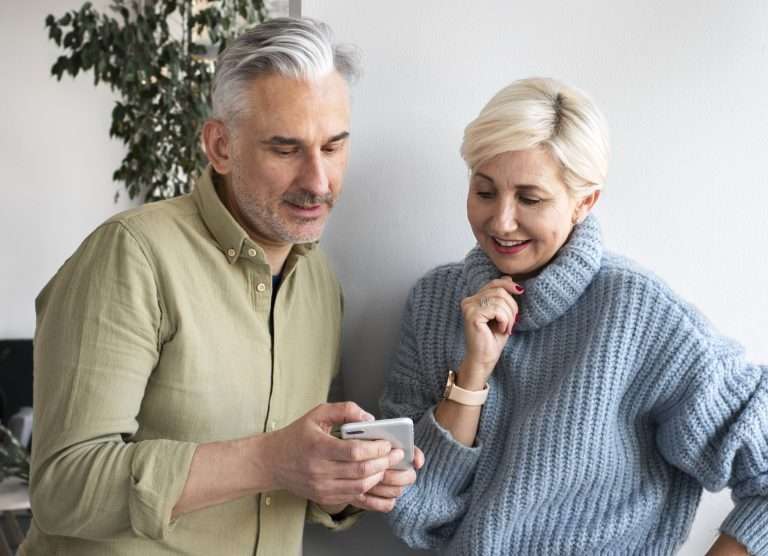 old couple learning use technology