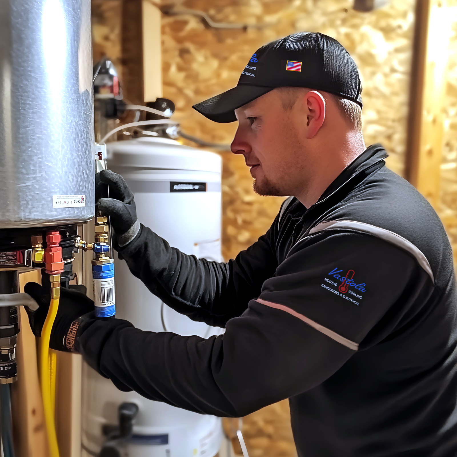working on boiler